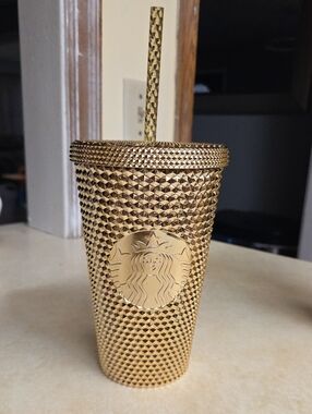 NWT Starbucks Gold Studded Tumbler with Matching Straw